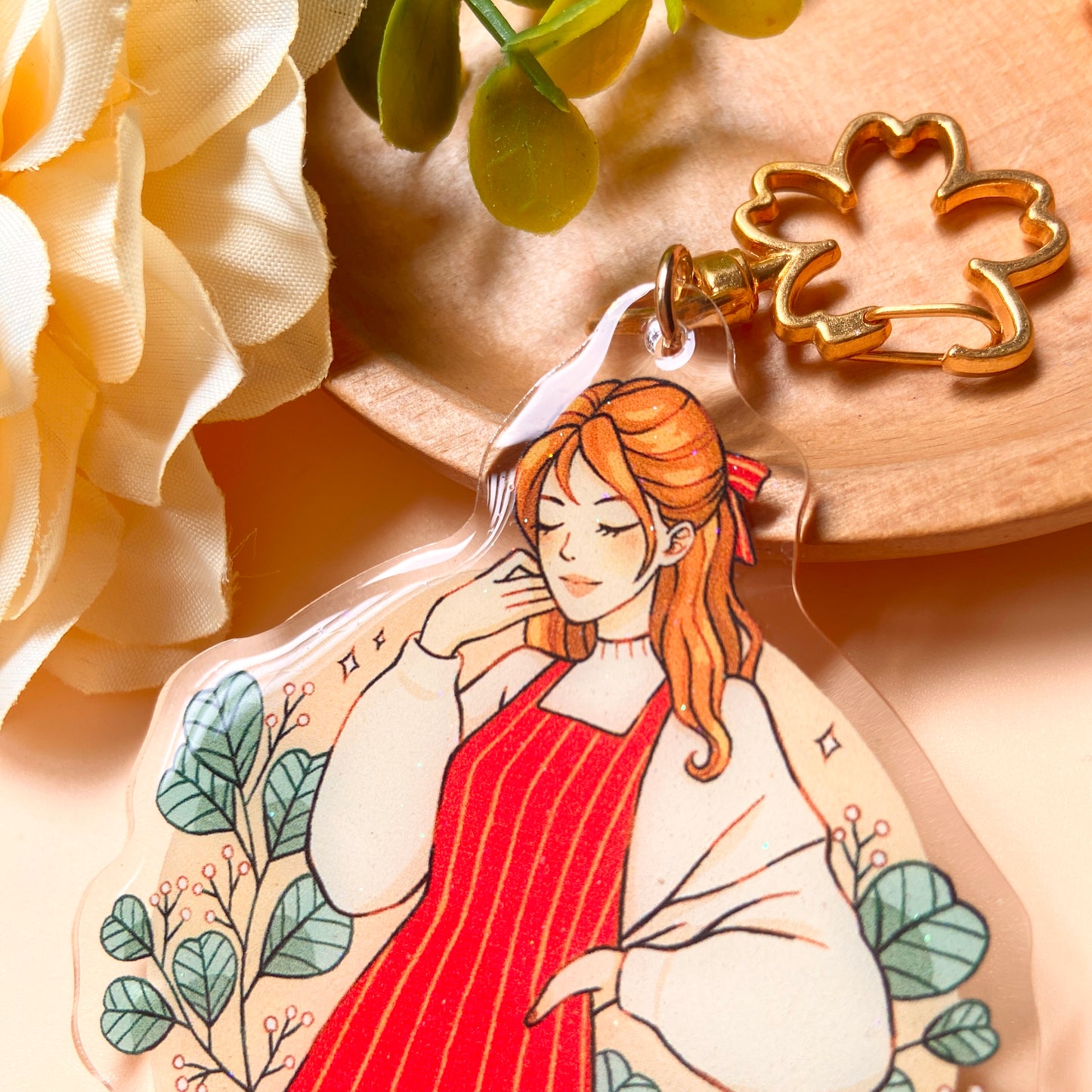 Eucalyptus Keychain with Glitter Epoxy