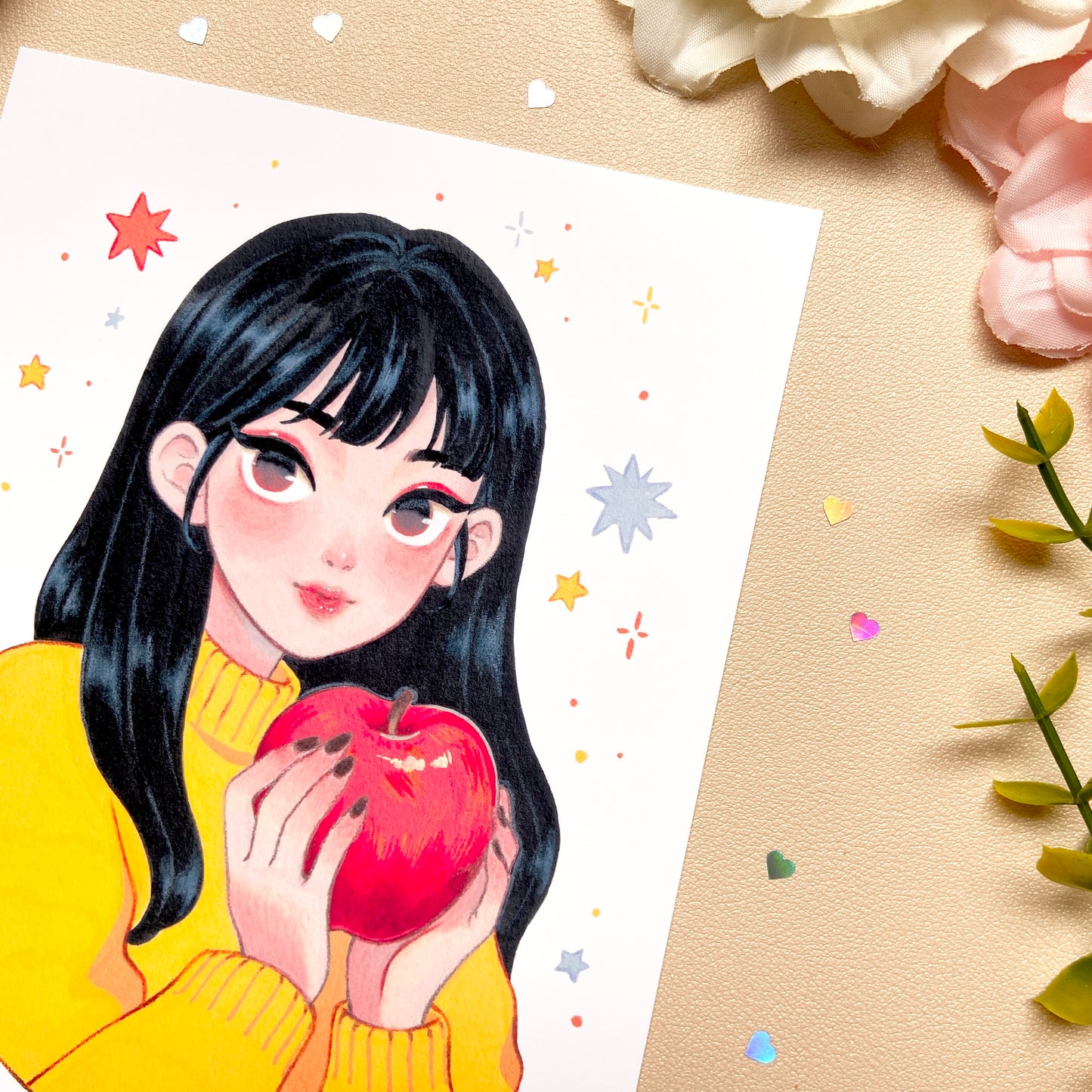 The Red Apple Girl Art Print
