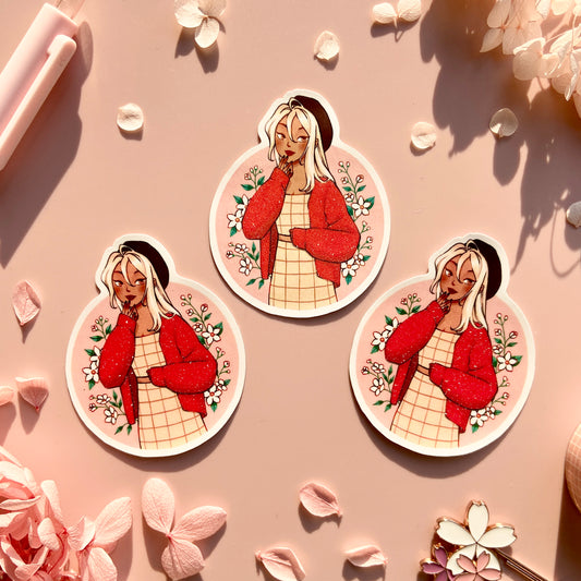 Jasmine Matte Glitter Vinyl Sticker