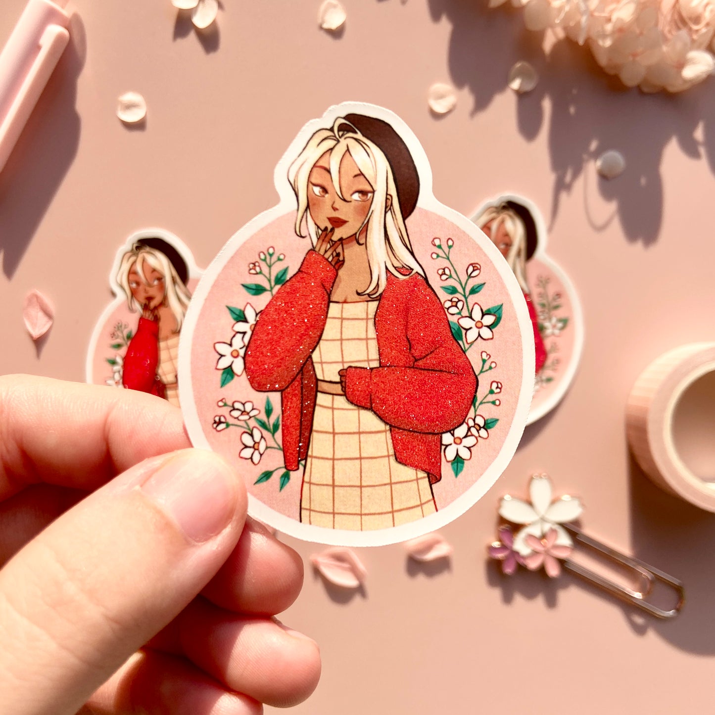 Jasmine Matte Glitter Vinyl Sticker