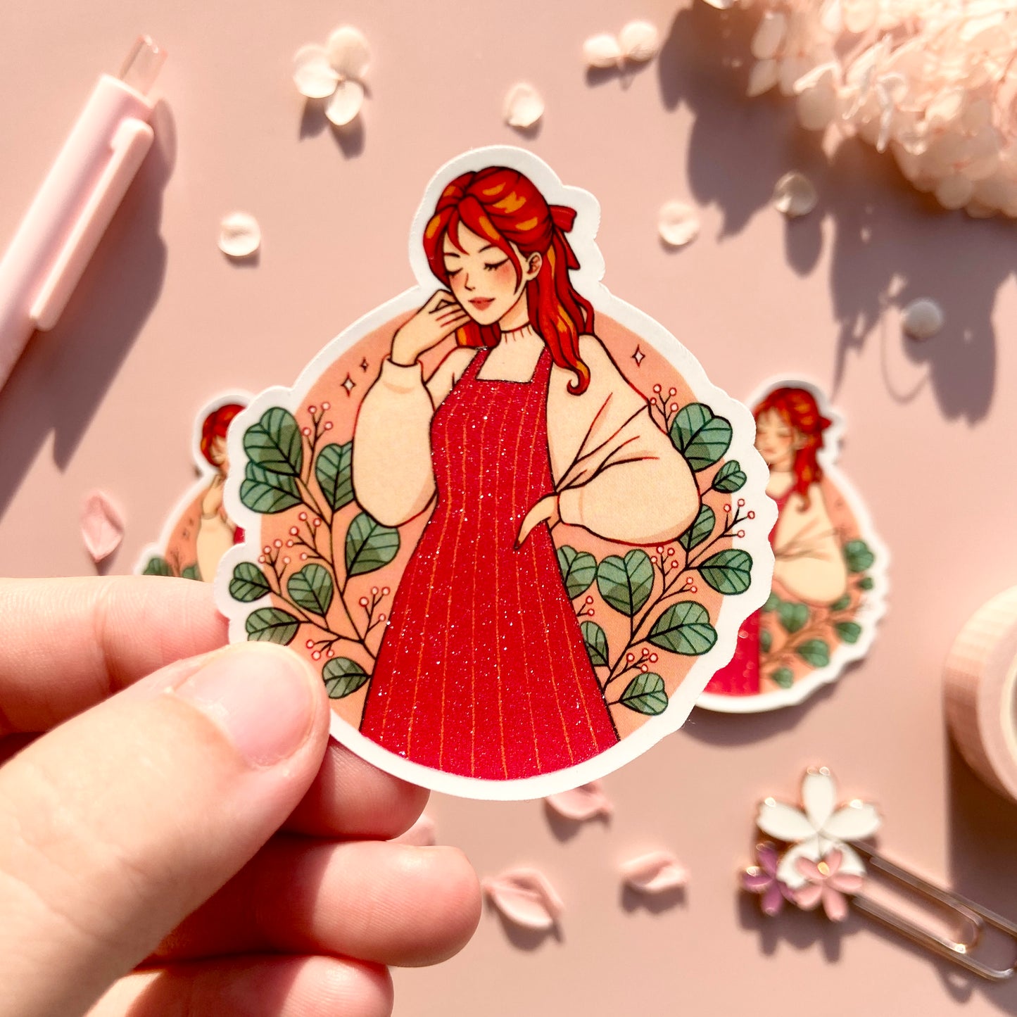Eucalyptus Matte Glitter Vinyl Sticker