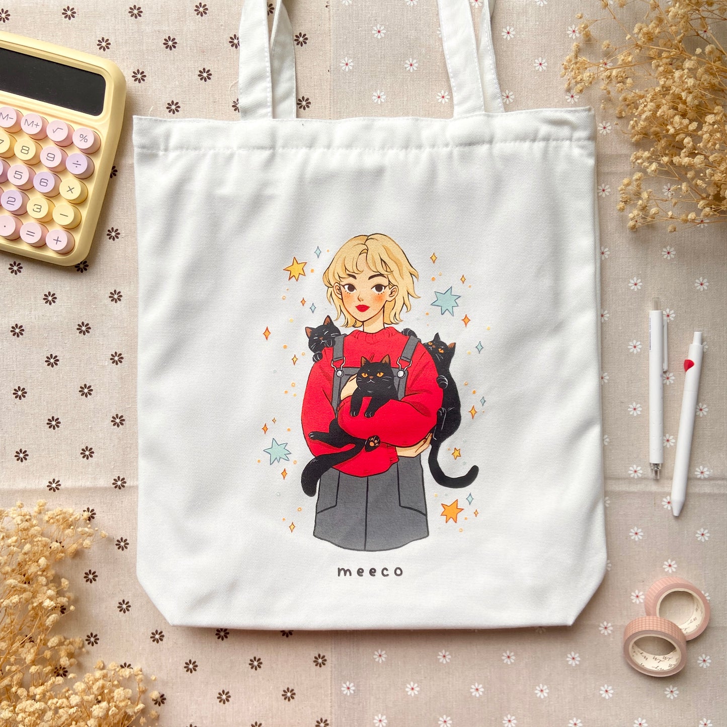 Black Cat Girl Tote Bag