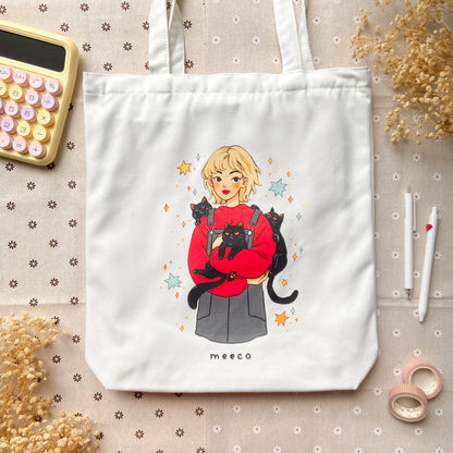 Black Cat Girl Tote Bag