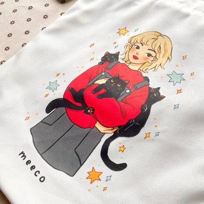 Black Cat Girl Tote Bag