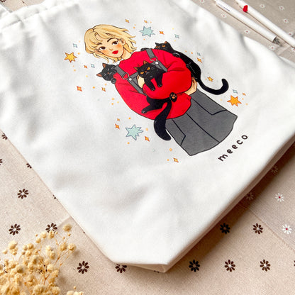 Black Cat Girl Tote Bag