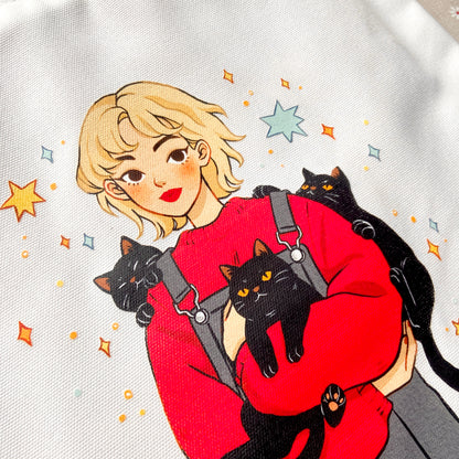 Black Cat Girl Tote Bag