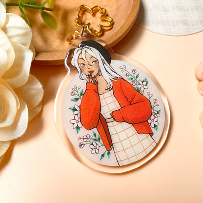 Jasmine Keychain with Glitter Epoxy