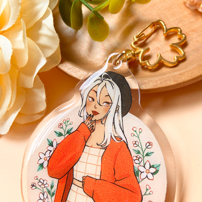 Jasmine Keychain with Glitter Epoxy