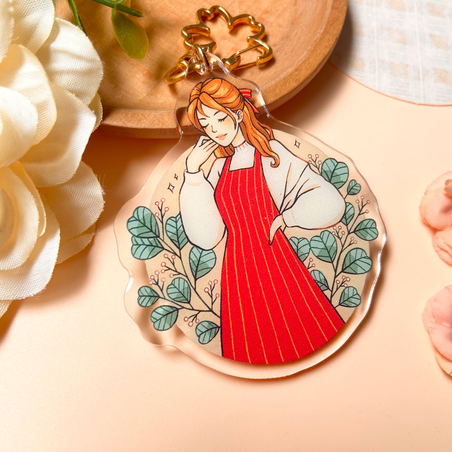Eucalyptus Keychain with Glitter Epoxy