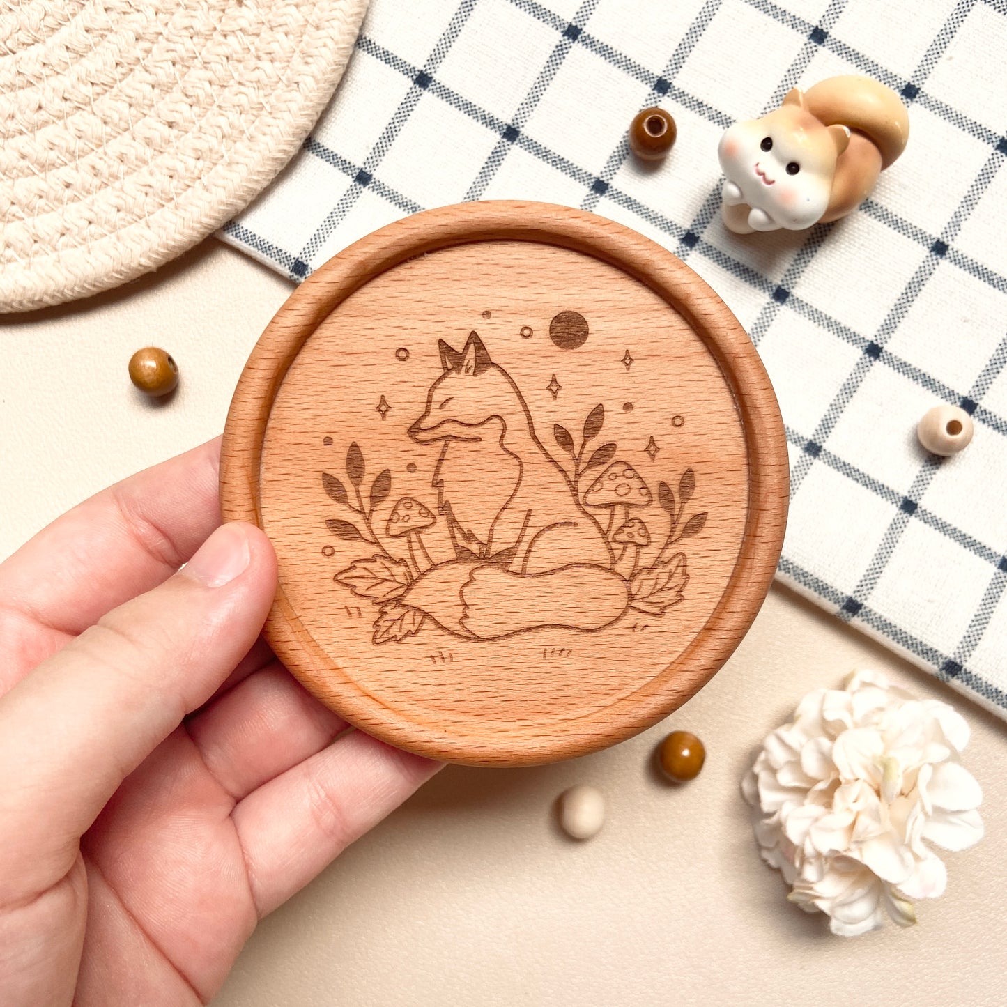 Autumn Fox Wooden Coaster