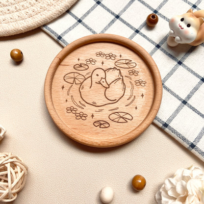 Floral Duck Wooden Coaster