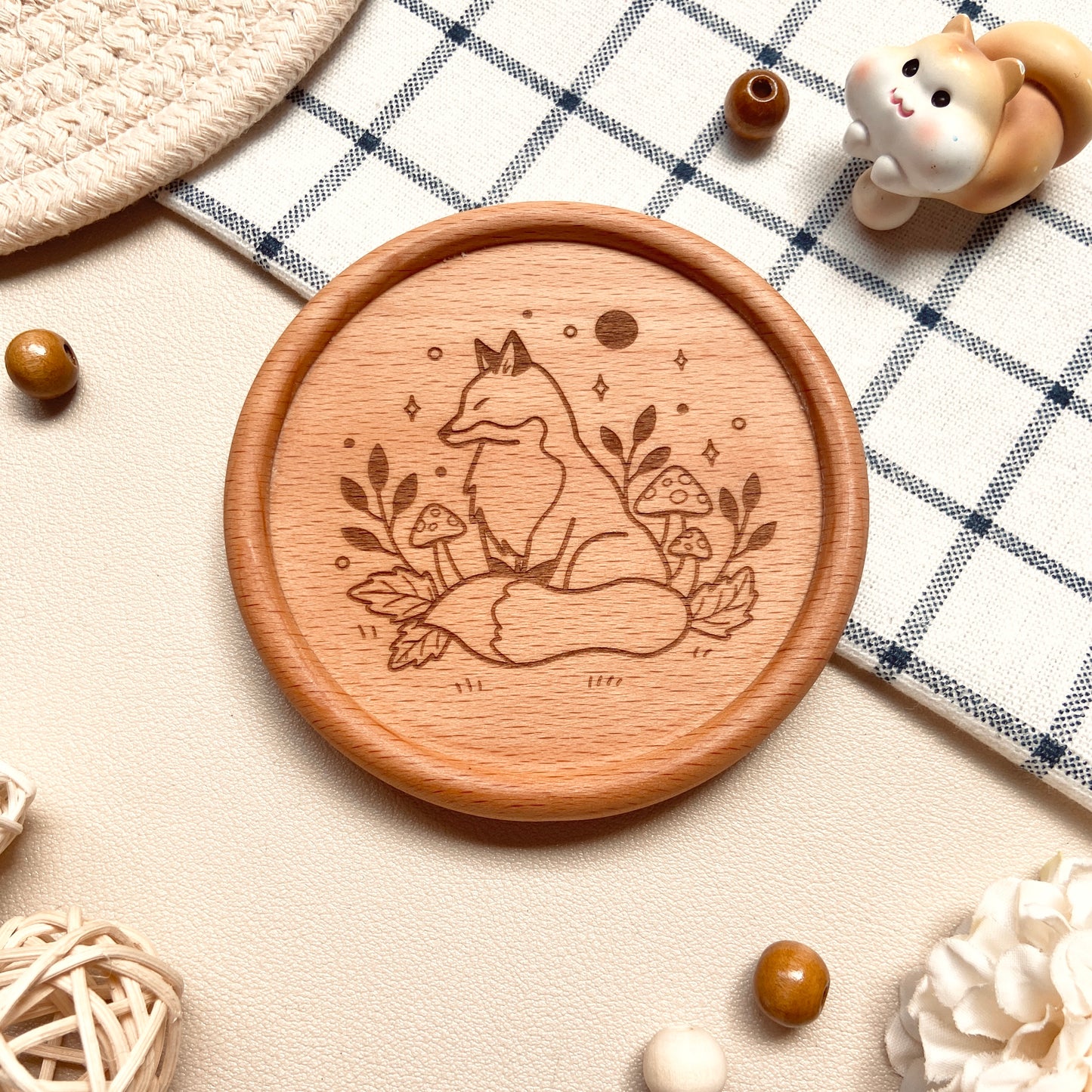 Autumn Fox Wooden Coaster