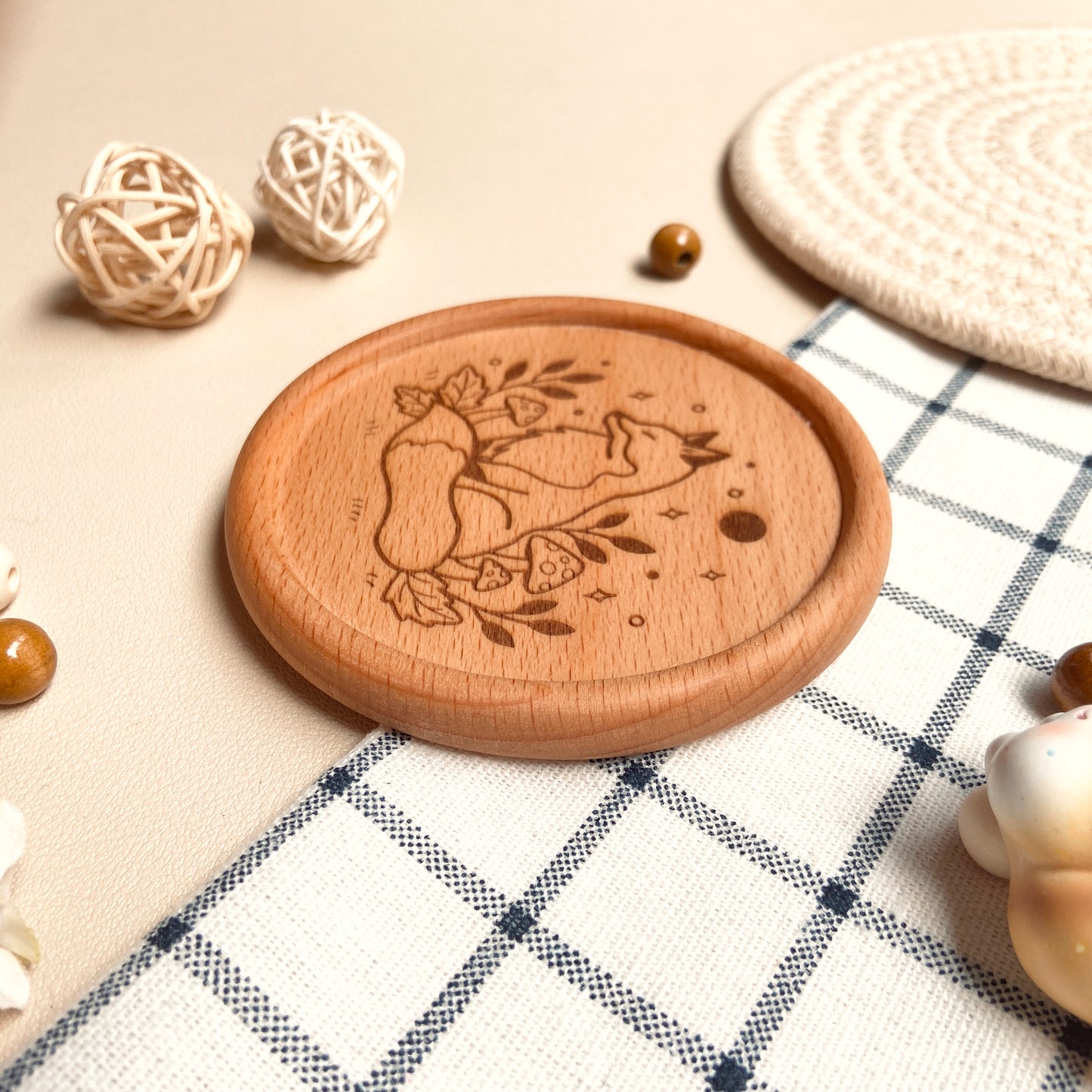Autumn Fox Wooden Coaster