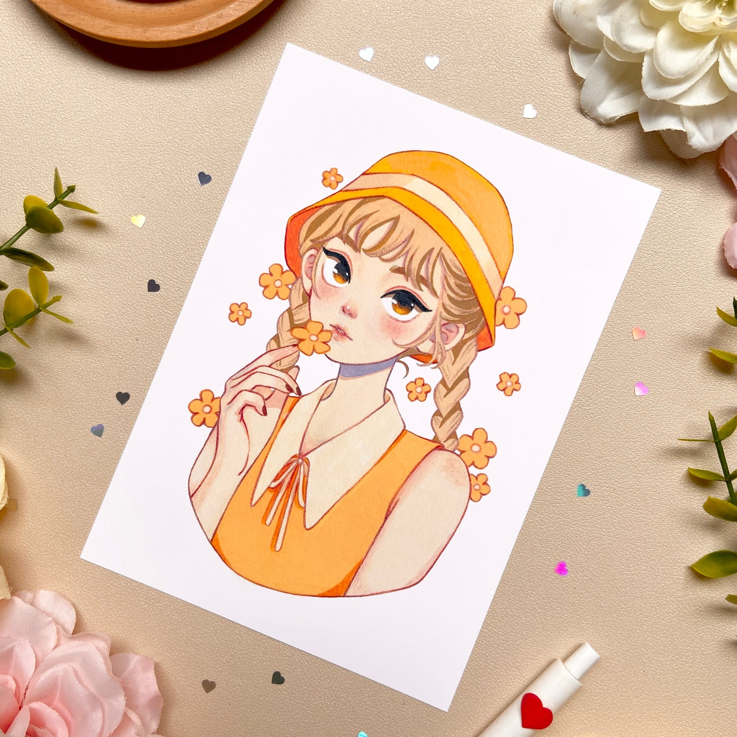 Girly and Floral Art Print