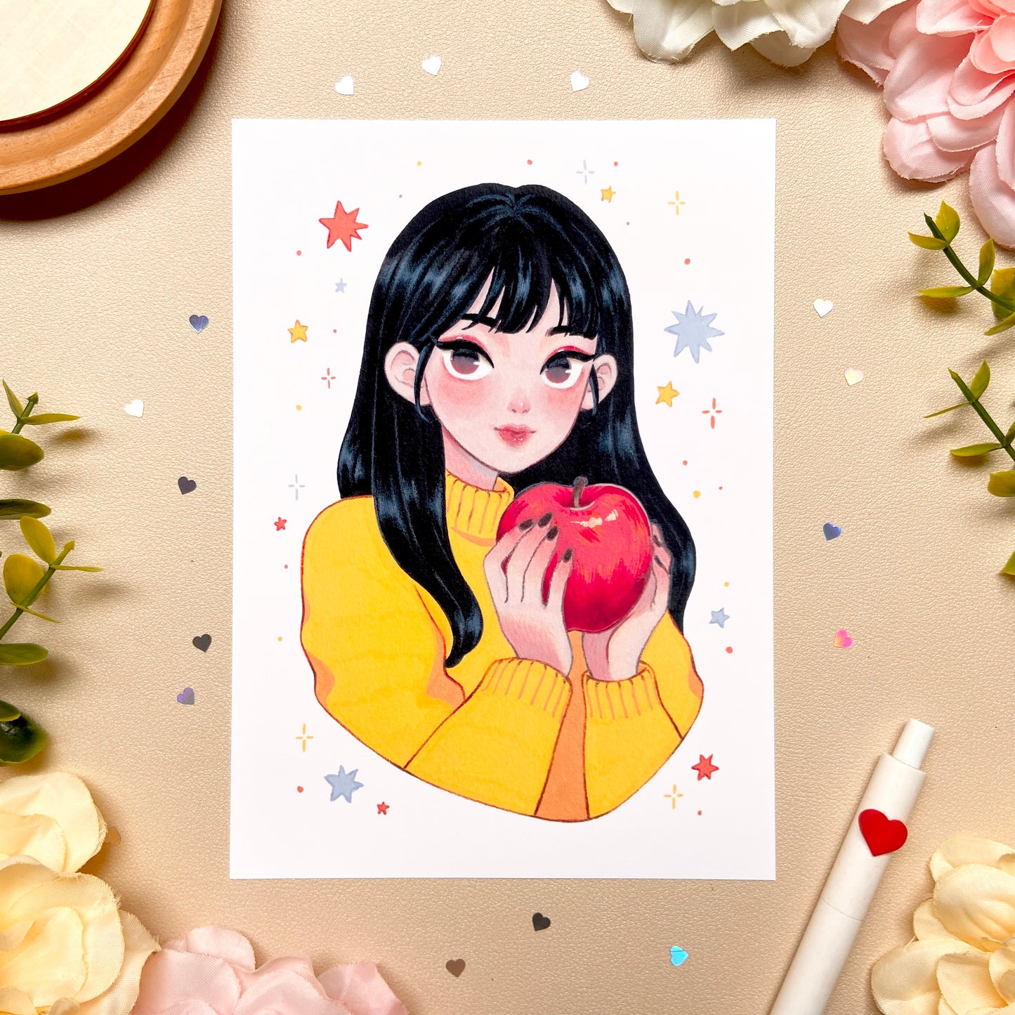 The Red Apple Girl Art Print