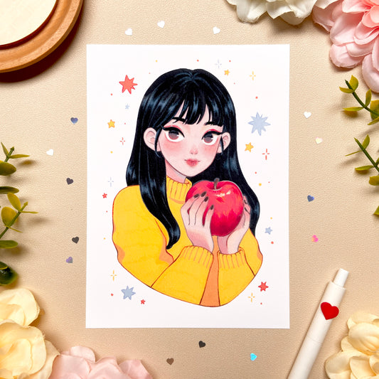 The Red Apple Girl Art Print
