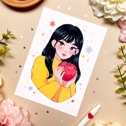 The Red Apple Girl Art Print