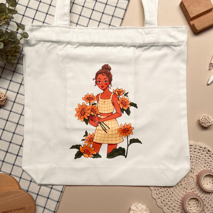 Sunflower Girl Tote Bag
