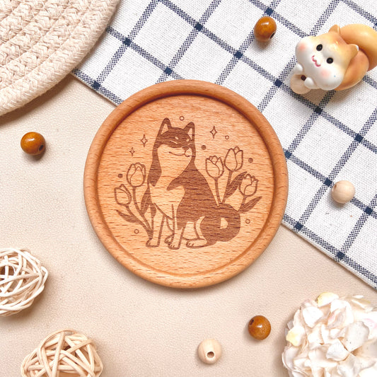 Tulip Shiba Wooden Coaster