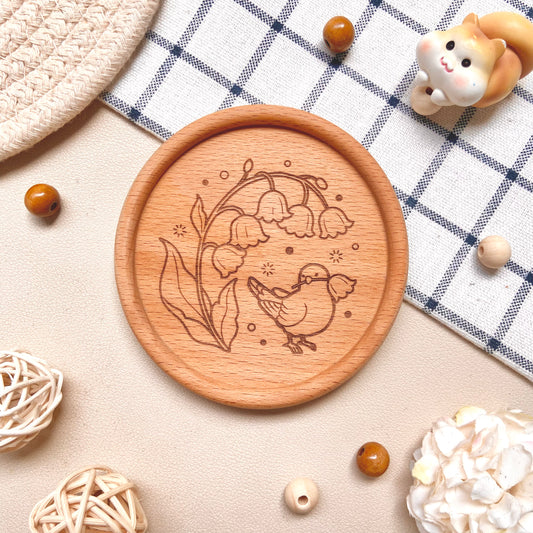 May Bells Sparrow Wooden Coaster