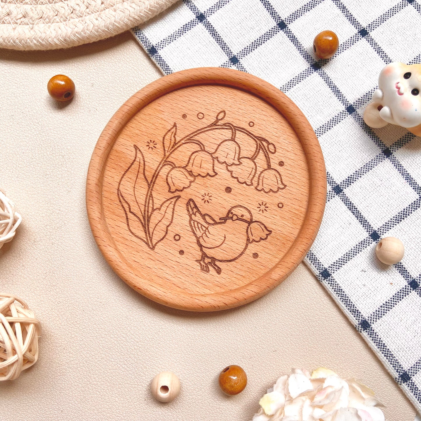 May Bells Sparrow Wooden Coaster