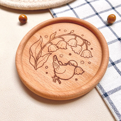 May Bells Sparrow Wooden Coaster