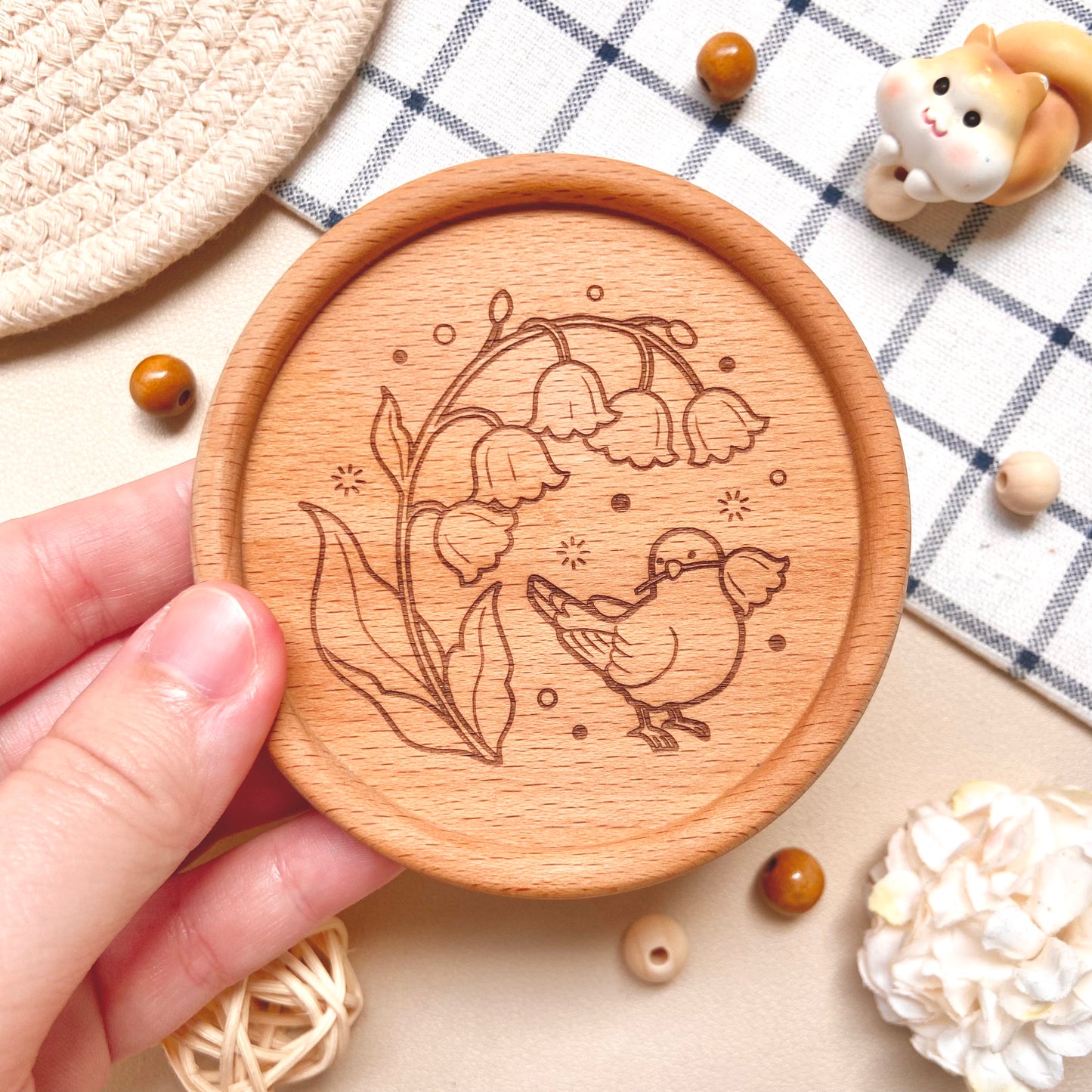 May Bells Sparrow Wooden Coaster