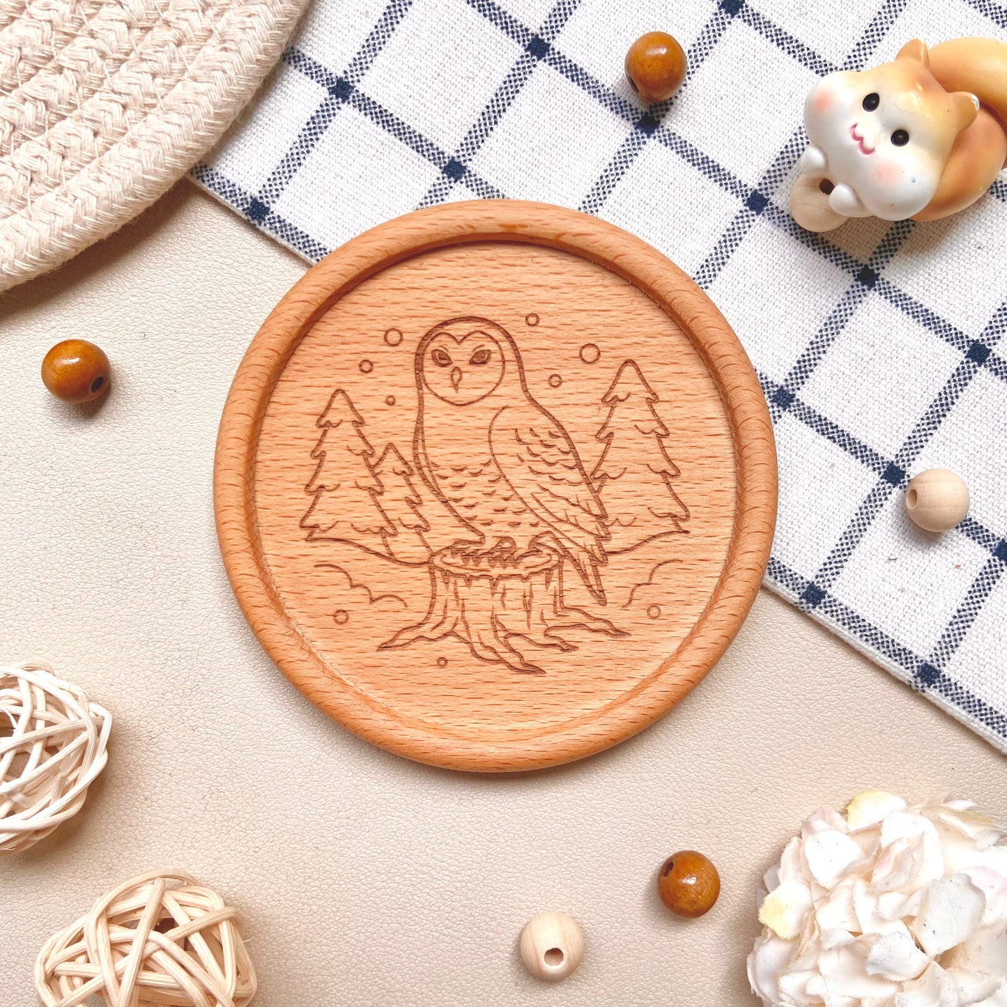 Snowy Owlie Wooden Coaster
