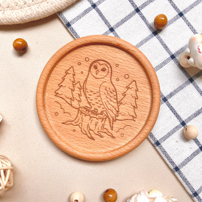 Snowy Owlie Wooden Coaster