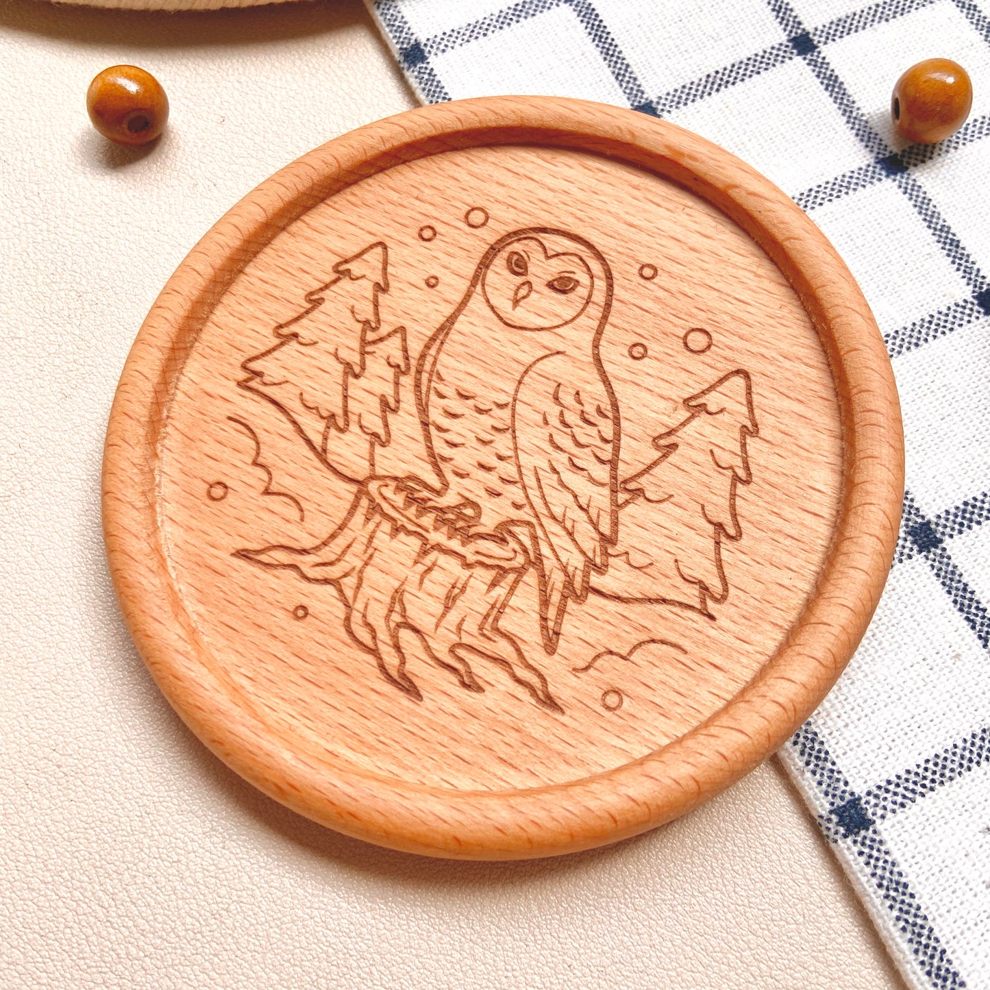 Snowy Owlie Wooden Coaster