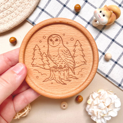 Snowy Owlie Wooden Coaster
