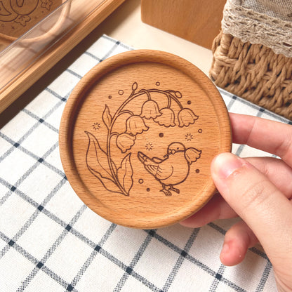 May Bells Sparrow Wooden Coaster