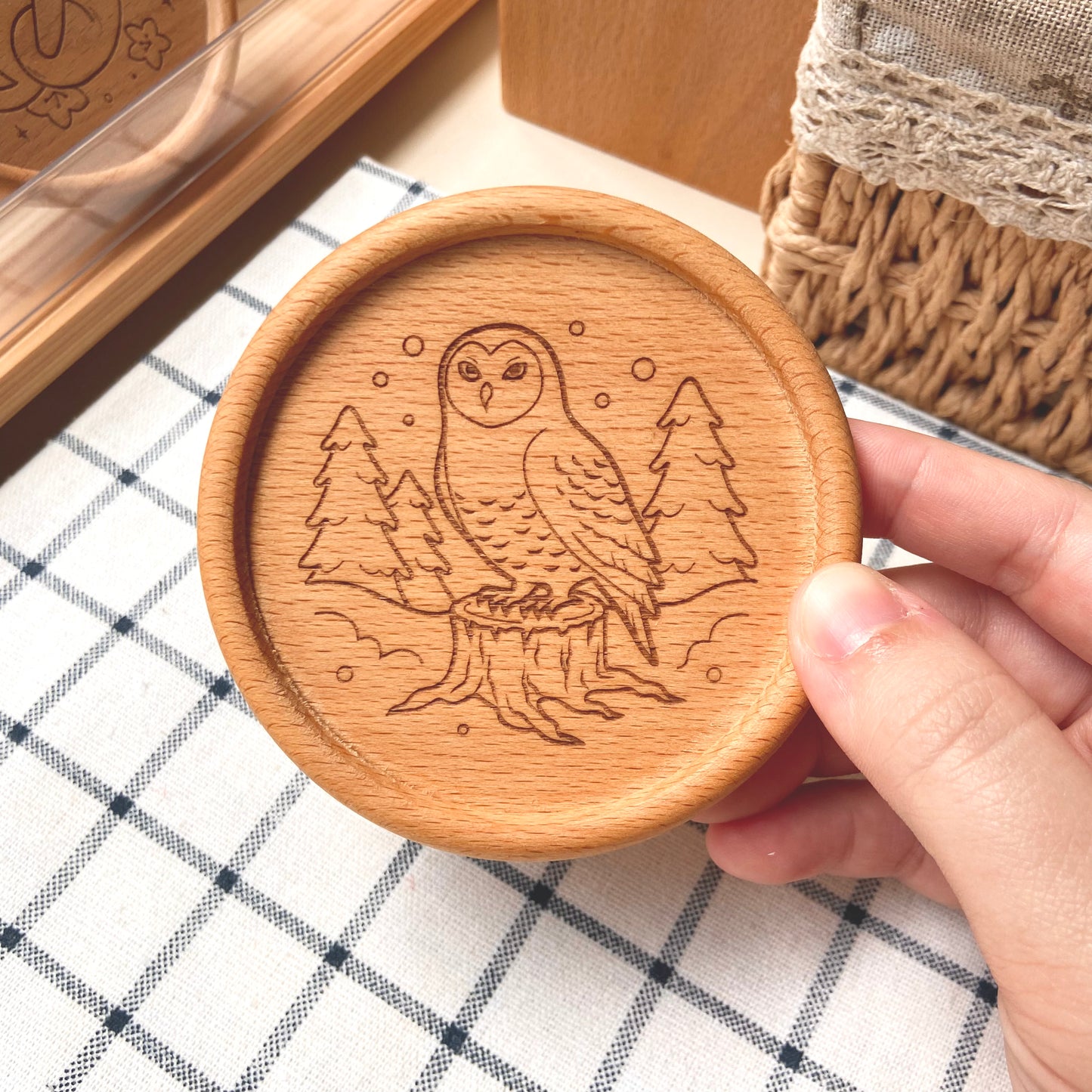 Snowy Owlie Wooden Coaster