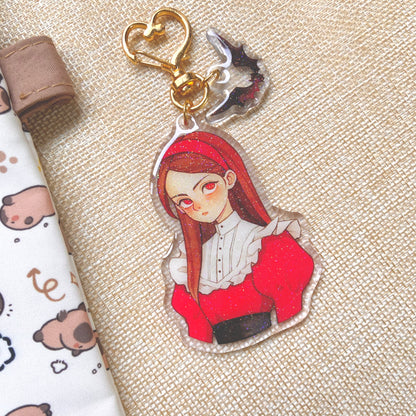 Silent Crimson Keychain with Glitter Epoxy