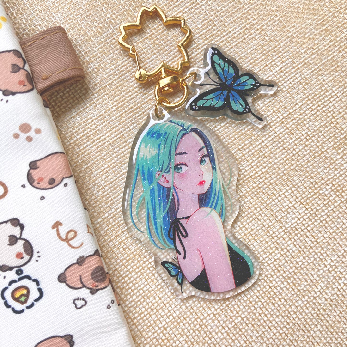 Butterfly Dreams Keychain with Glitter Epoxy