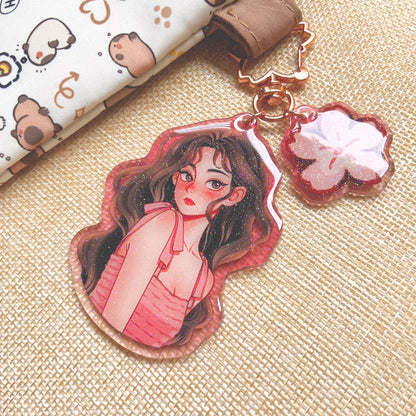 Lunar Grace Keychain with Glitter Epoxy