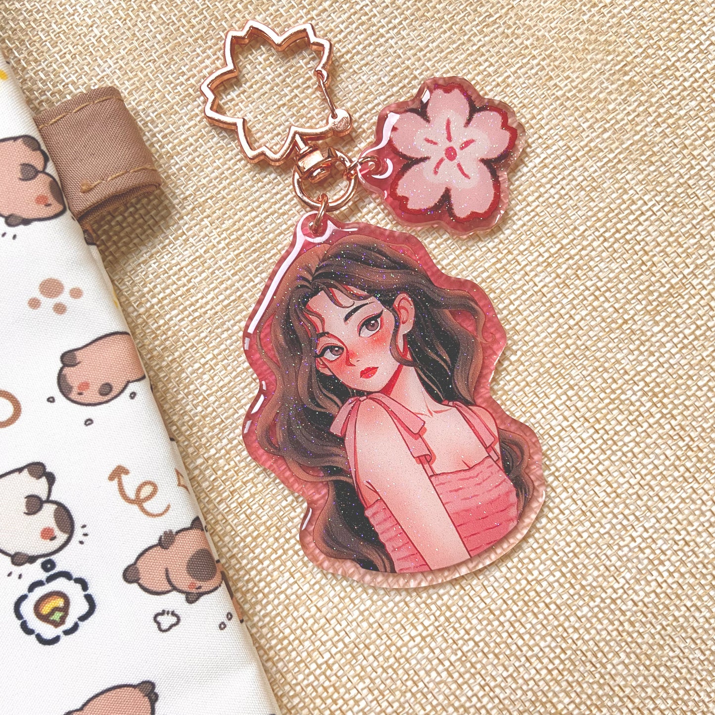 Lunar Grace Keychain with Glitter Epoxy