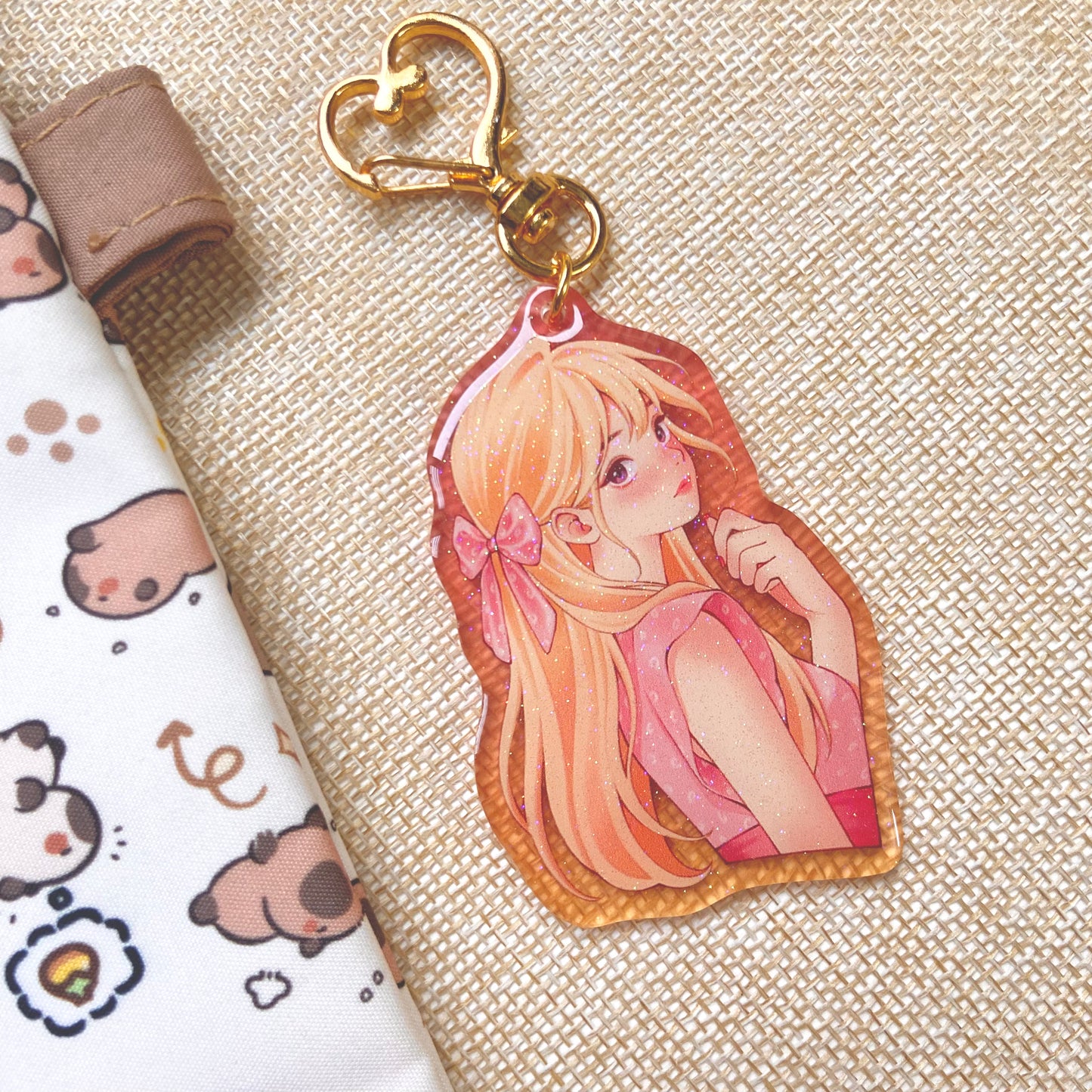 Rosy Bloom Keychain with Glitter Epoxy