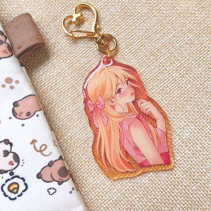 Rosy Bloom Keychain with Glitter Epoxy