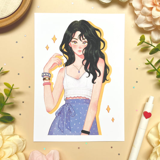 Retro Girl Art Print