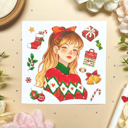 Rosy Christmas Art Print