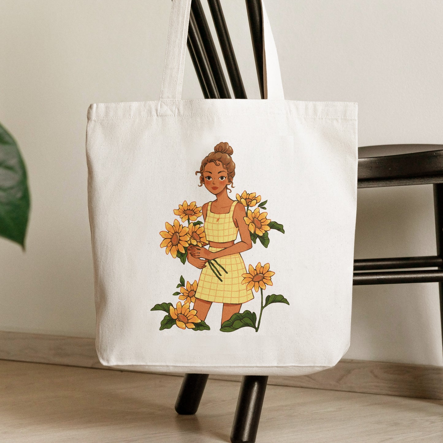 Sunflower Girl Tote Bag