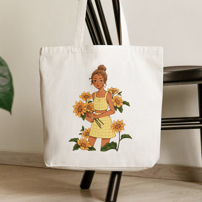 Sunflower Girl Tote Bag