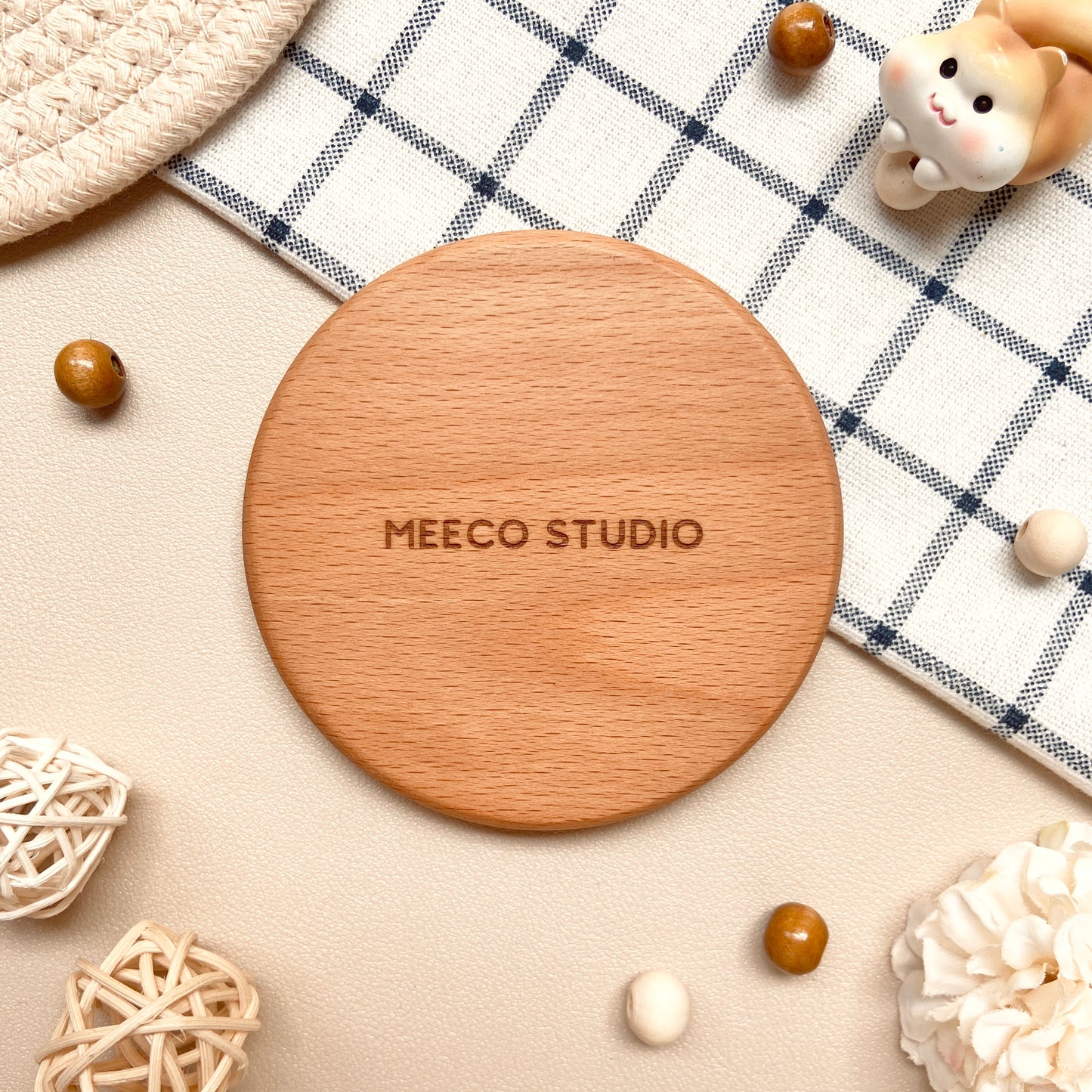 Sleepy Red Panda Wooden Coaster