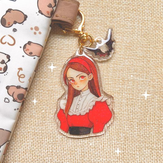 Silent Crimson Keychain with Glitter Epoxy