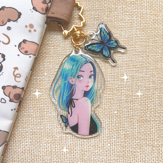 Butterfly Dreams Keychain with Glitter Epoxy
