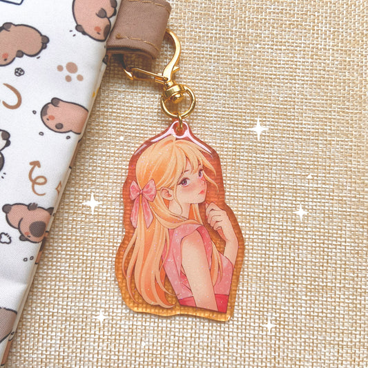 Rosy Bloom Keychain with Glitter Epoxy