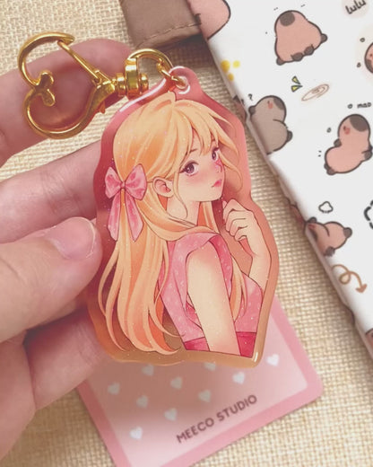 Rosy Bloom Keychain with Glitter Epoxy