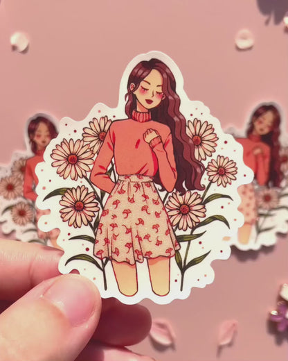 Daisy Girl Matte Glitter Vinyl Sticker