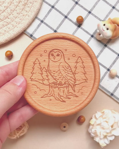 Snowy Owlie Wooden Coaster